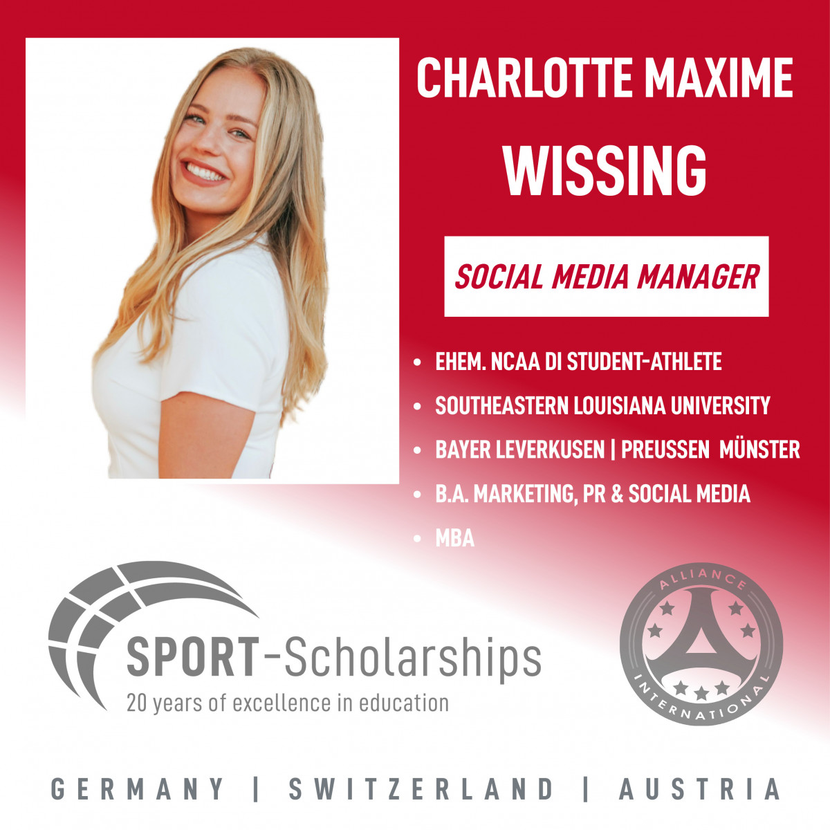 Charlotte Wissing | Social Media| Sport-Scholarships